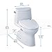TOTO MW614584CEFG#01 WASHLET+ Carlyle II One-Piece Elongated 1.28 GPF Toilet and WASHLET S350e Bidet Seat, Cotton White