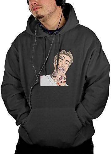 LAOSHIH Men's LIL Peep Funny Cotton Long Sleeve Pullover Black Small