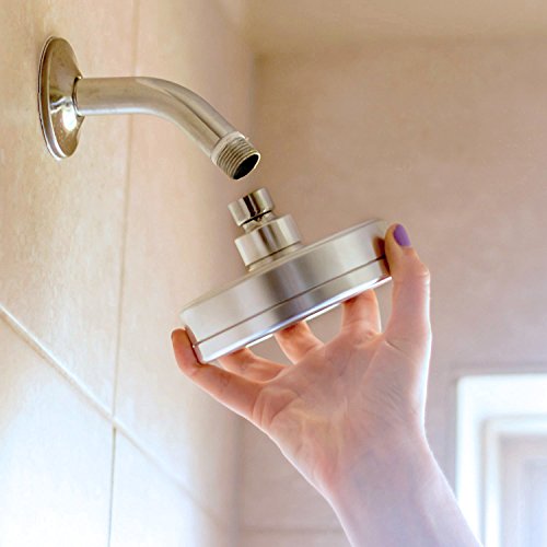 Filtered Shower Head, Couradric 5 Inch Shower Head Water Filter with Removes Chlorine, Hard Water Softener, Improve Dry Hair and Reduces Itchy Skin, All Metal Shower Head