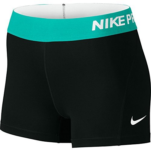 Nike Women's Pro Cool 3-Inch Compression Shorts (Black/Hyper Jade/X-Small)