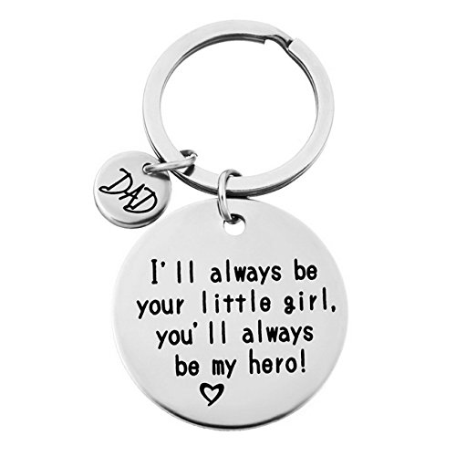 HS "Dad Mom I will always be your little girl "Stamped Keychain Ring for Father Mother (Dad)