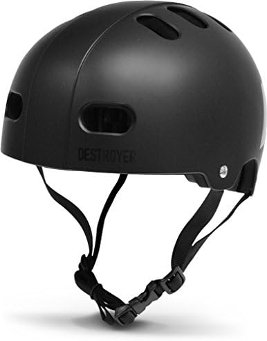DESTROYER Skateboard and Bike Certified Helmet with Custom Fit Pads (Large/X-Large - Adults, Black)