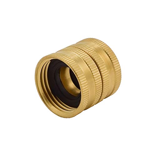 HYDRO MASTER 3/4 Inch Brass Garden Hose Adapter Double Female Quick