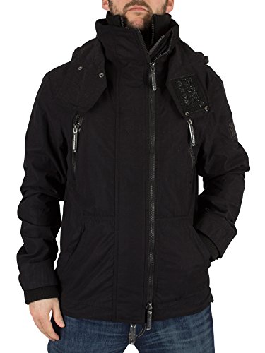 Superdry Men's Microfibre Wind Attacker Hooded Jacket, Black, Medium
