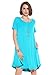 JollieLovin Women's Pockets Casual Swing Loose T-Shirt Dress (Lake Blue, 3X)