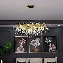 YIOSI Modern Crystal Rectangular Chandelier, Gold