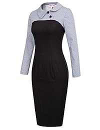 Belle Poque manga larga solapa cuello Carrera Túnica lápiz vestido