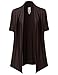 MBE Women Solid Jersey Knit Draped Open Front Short Sleeves Cardigan Made In USA