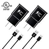 Samsung Galaxy S8 S9 Chargers Adaptive Fast Charging Compatible Samsung Galaxy S9 S9 Plus S8 S8 Edge S10 S10e Note 8 Note 9 Fast Wall Charger Adapter Block with 4 feet USB Type C Cable (2 Pack, Black)
