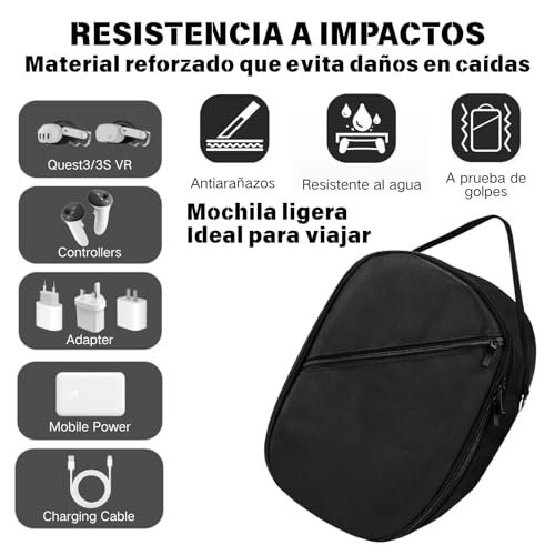 OIUBJDA Transporte compatible Meta Quest/Quest 3/Quest 2/Quest Pro VR,Bolsa para Gafas VR,Meta Quest Caja protectora,Estuche de Viaje protege y la lente