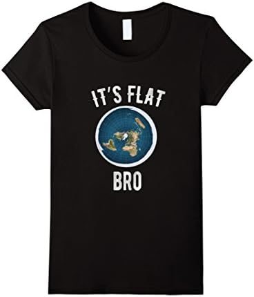 Womens It's Flat Bro - The Earth is Flat Map Small Black