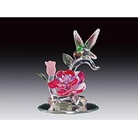 DAR Giftware Blown Glass Hummingbird and Flower Figurine Collectible 4 Inches Tall