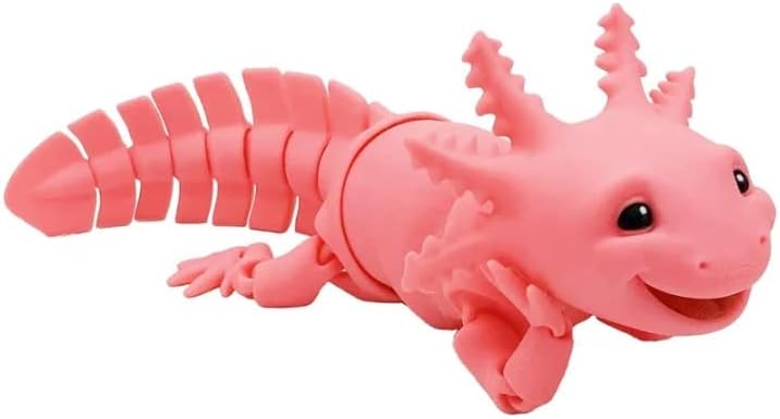Mixed Media - 3D Printed Articulated Flexi Axolotl Fidget Toy - Full Color