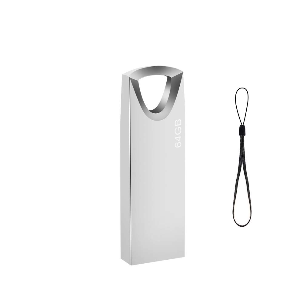Memory Stick 64 GB, Mini Pen Drive 64GB Metal USB Flash Drive Waterproof USB Key 64 GB Compatible with PC Laptop Computers Tablet etc (Silver)