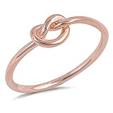 Oxford Diamond Co .925 Sterling Silver Plain Heart Knot Ring Sizes 3-12 (Three Colors) (rose-gold-flashed-silver, 7)