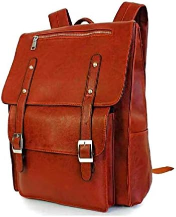 TEE ESS Pure Leather Dark Brown Unisex Laptop Backpack(TS-BP-DB-0001) with a Leather Wallet for Free