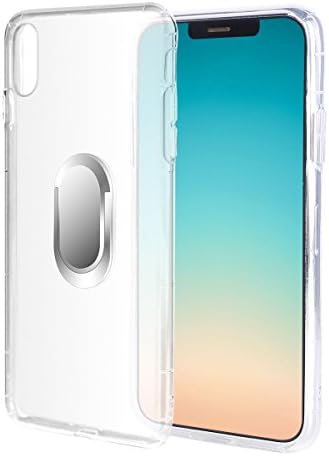 iPhone X Case,with 360° Rotating Ring Grip Holder Stand Compatible with Magnetic Car Mount Anti-Fingerprint Slim Cover for iPhone 10(Transparent)