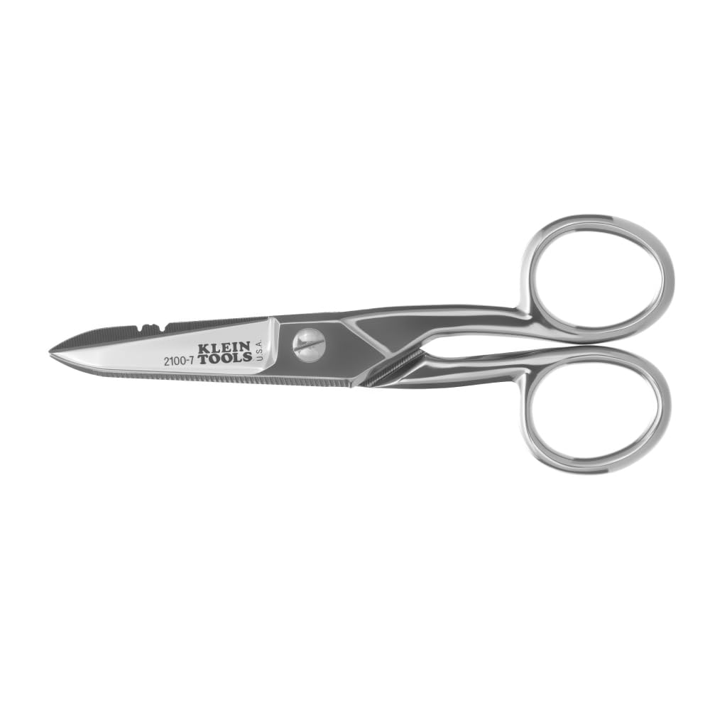 Klein 2100-7 "Nickel Plated" Electrician's Scissor, Silver