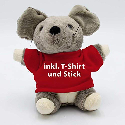 Kuscheltier Maus Vivien 14cm - inklusive-T-Shirt und kostenloser Personalisierung (Stick oder Druck)