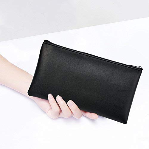 Leatherette Security Bank Deposit Bag/Utility Zipper, Coin Bag/Check Pouch, 11 x 6 inches Money Bag, 3 Pack(Blue Black Aquamarine)
