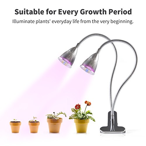 [UPGRADED 2018] Plant Grow Light, 10W Dual Head 360° Flexible Indoor LED Plant Grow Lamp with Adjustable Luminious Level for Indoor Plants, Hydroponic Gardening, Greenhouse, Office - Thumbnail 2