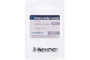 Smileheven Dental Molar Metal Crowns Kids Stainless Steel Chewing Function Dental Primary Metal Crowns Pack of 5(DLR4)