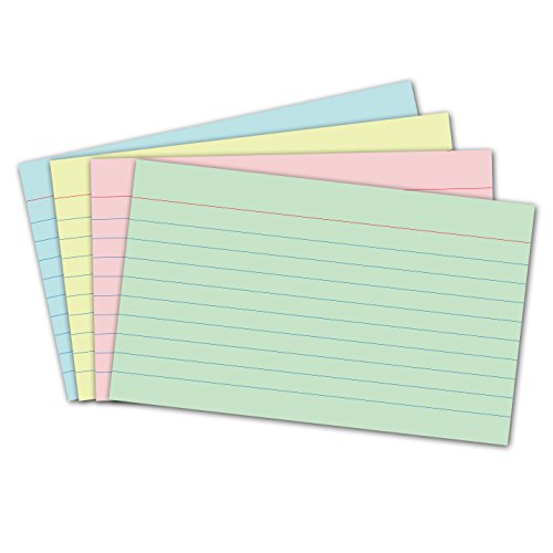 RIANCY Mini Index Cards,Assorted Colors, 3X5- Inch,Heavy Thick Ruled Cards, 180-Count (Colored)