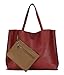 Scarleton Stylish Reversible Tote Handbag for Women, Vegan Leather Shoulder Bag, Hobo bag, Satchel Purse, Burgundy/Khaki, H18422014