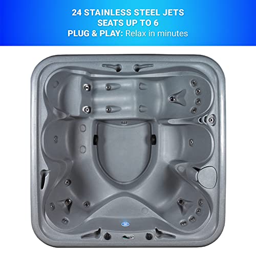 Essential Hot Tubs 24Jet Waterfront Hot Tub, Seats 56, Gray Granite