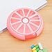 Weekly Pill Organizer, Round Pill Box, 7 Compartments Large Medicine Organizer Pocket Size Cute Pill Organizer for Pills, Fish Oil, Candies, Earrings, Beads, Paper Clips, Memory Card (Pink)