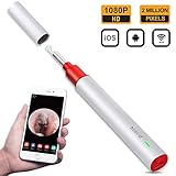 Wireless Ear Camera - Ear Endoscope for Ear Wax Removal,WiFi Otoscope with 6 LED Lights and HD 1080P 2Megapixels High Clear Video Quality,Compatible with iOS and Android Smart Phone or Tablet(Silver)
