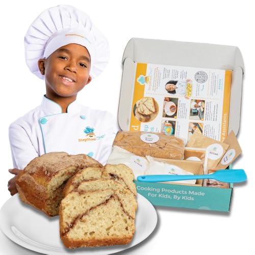 Photo 1 of The Step Stool Chef Cooking Kits for Kids - Cinnamon Ribbon Bread | DIY Real Cooking Set for Boys and Girls, Gift Idea for Kids Learning to Cook, Screen-Free Fun Holiday Activity for Kids