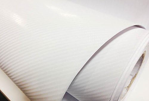 4D White Carbon Fibre Car Vinyl Wrap sticker film Car vinyl Wrapping Sheet 50CMx 1.52M (WHITE)