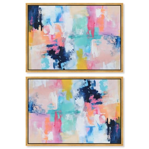 Art Remedy Dopamine Decor Canvas, 36" x 24", Gold Frame, Fluid Drift Set