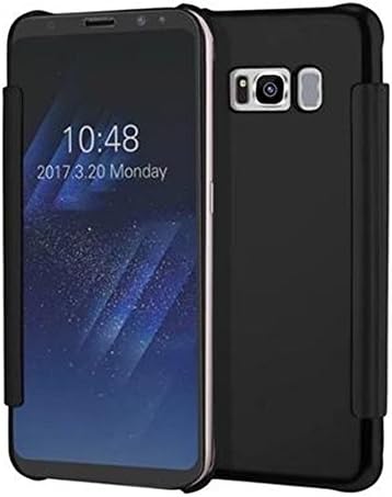 Xeber Samsung galaxy S8 Case Date Time View Mirror Bright Hard Case Pull Sleep Wake Up