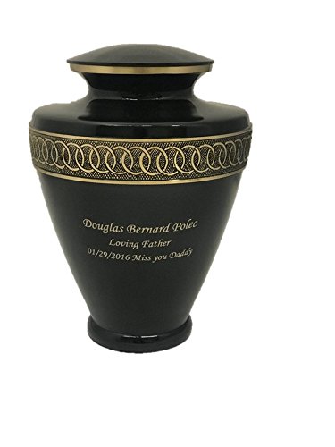Custom Funeral Cremation Urn, Memorial Solid Brass Adult Human Ash Urn with Personalization
