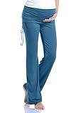 Beachcoco Women's Maternity Fold Over Ruched Drawstring Pants (S, Teal Blue)
