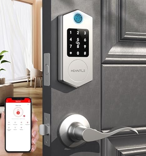 HEANTLE Smart Front Door Lock Set, 8-in-1 Fingerprint Keyless Entry ...