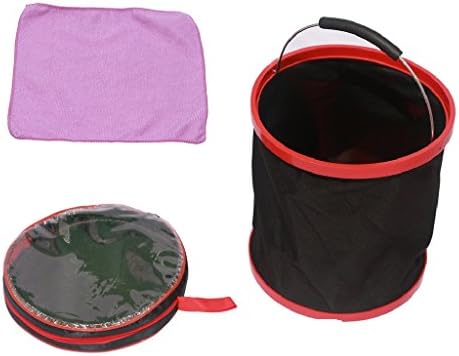 Qbreloh 12L Collapsible Bucket Water Bag with a Towel, 2000D Oxford Cloth Foldable, Portable Travel Outdoor Wash Basin with Carrying Case, Perfect for Car Washing, Camping, Fishing, Flower Watering