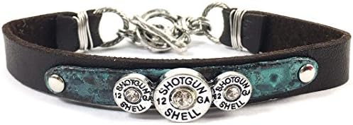 Western Peak12 Gauge Shotgun Bullet Shell Duo Tone Cross Pendant Chain Necklace with Earrings