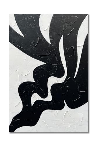 NANKAI Hand-painted Abstract Oil Painting Triptych - White Black Brown Texture Modern Art For Wall Decor, 28x16 Inches Each (Set Of 3)