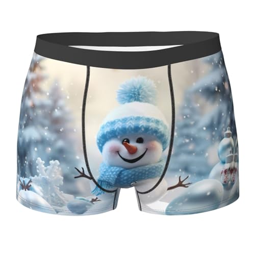 SYHEART Happy Snowman Print Men'S Boxer Briefs With Elastic Comfort Fit Design For All-Day Wear