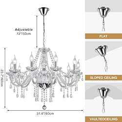 Baotree LIUMANG Modern Elegant 10 Lights K9 Crystal