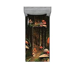 Ambesonne Mushroom Fitted Sheet & Pillow Sham