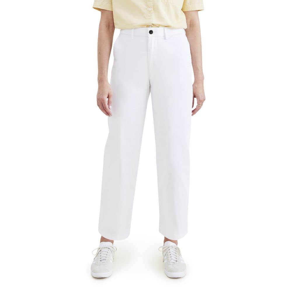 Dockers Women’s Straight Fit High Rise Weekend Chino Pants, Lucent White, 27