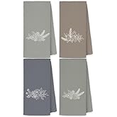 Exqcom Christmas Winter Greenery Kitchen Towels, Grey Brown Minimalist Christmas Plant Dish Tea Towels for Kitchen Decor, Xmas Winter Holiday Decorative Hand Towel Bathroom Decor, 16x24 Inch Set of 4