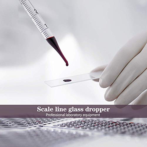 Glass Pipette 10ml, 5 Pieces Glass Graduated Pipettes Long Dropper with Big Rubber Cap 10ml Lab Dropping Pipette Transfer for Liquid Essential Oil