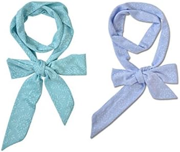 Le Nom Flower Pattern Jersey Knit Skinny Scarf Bundle Pack (2pcs) (MINT/LT.BLUE)