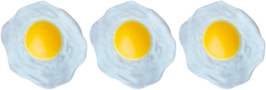 TOYANDONA 3Pcs Fried Egg Toy, Fake Fried Egg Toy Simulation Artificial Food Play Food Model Play House Kitchen Decoration