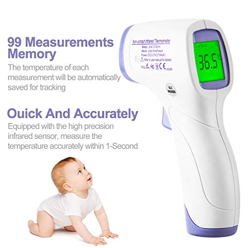 Infrared Forehead Thermometer, Quick and Accurate Digital Thermometer for Baby Adults Pet or Object Surface, Safe and Hygienic with FDA Approved - Thumbnail 4